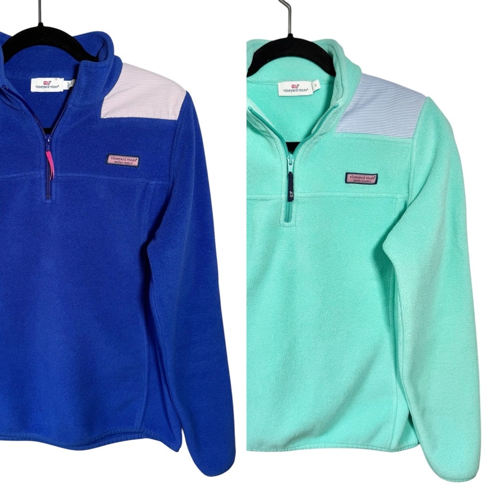 Vineyard Vines Women’s Pullover Small Sweatshirt 2-Pack Bundle 1/4 Zip Aqua Blue